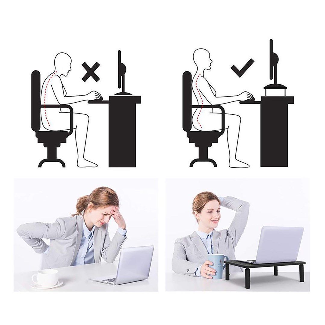 Maclean MC-946 Monitor Laptop Stand 13  - 32  3-Level Height Adjustment with Drawer up to 20kg Sturdy Vented