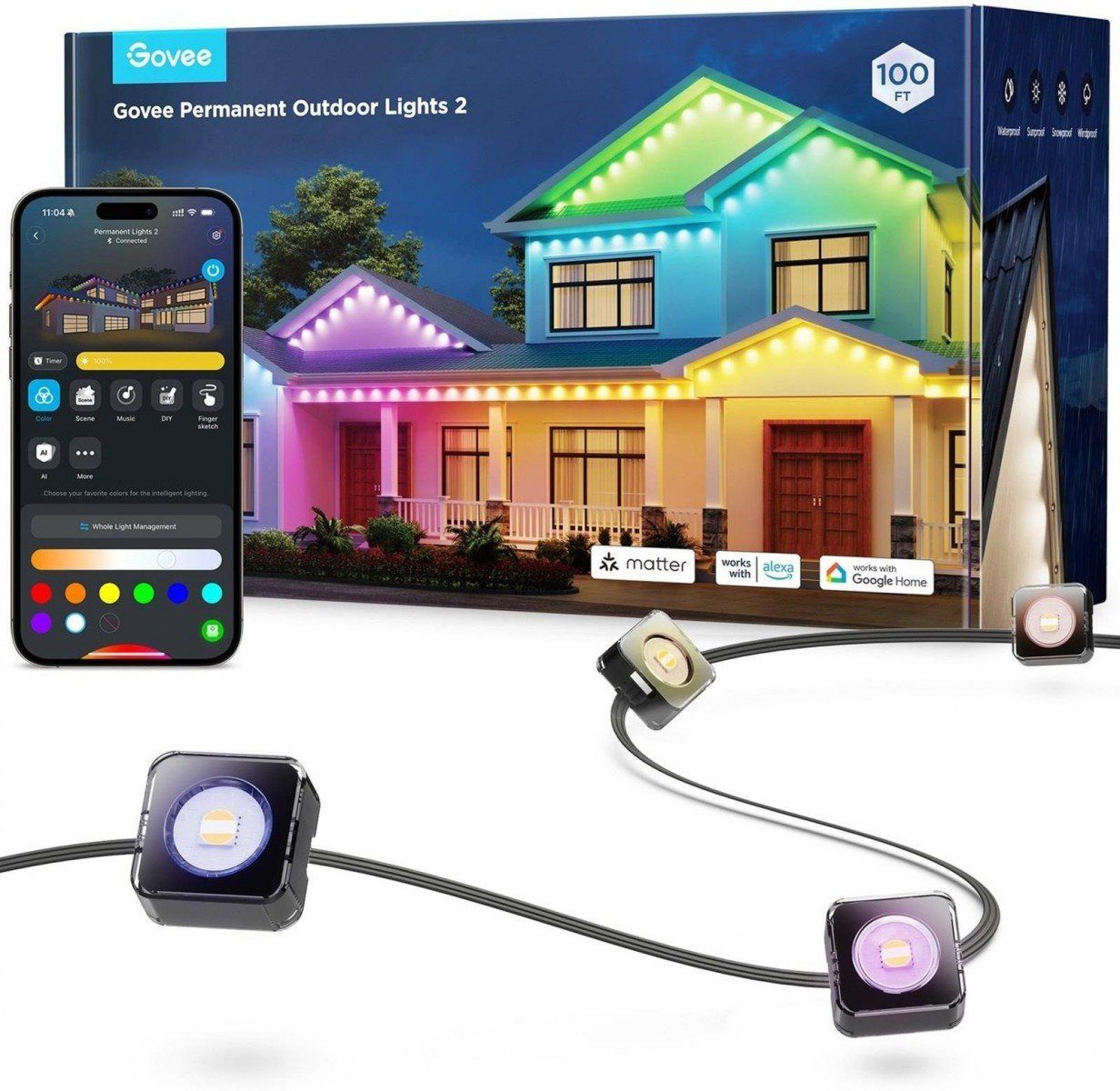 Govee H705E Permament Outdoor Lights 2 30m | LED Lighting | RGBICW  Wi-Fi  Bluetooth  IP67