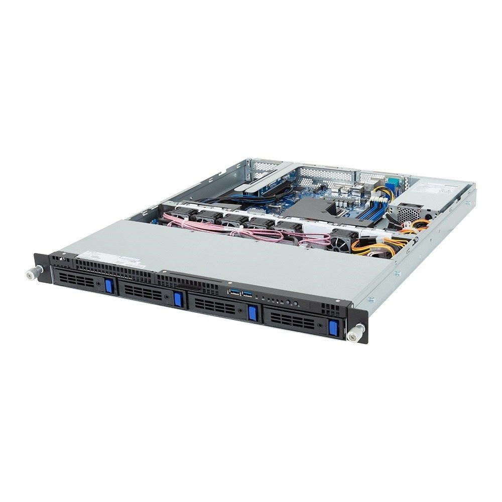 Platforma Gigabyte Rack (1U) R123-X00-AA01 Intel E-24XX (4x 3 5  SATA HS  1xM.2  2x1Gbe  IPMI  1x400W)