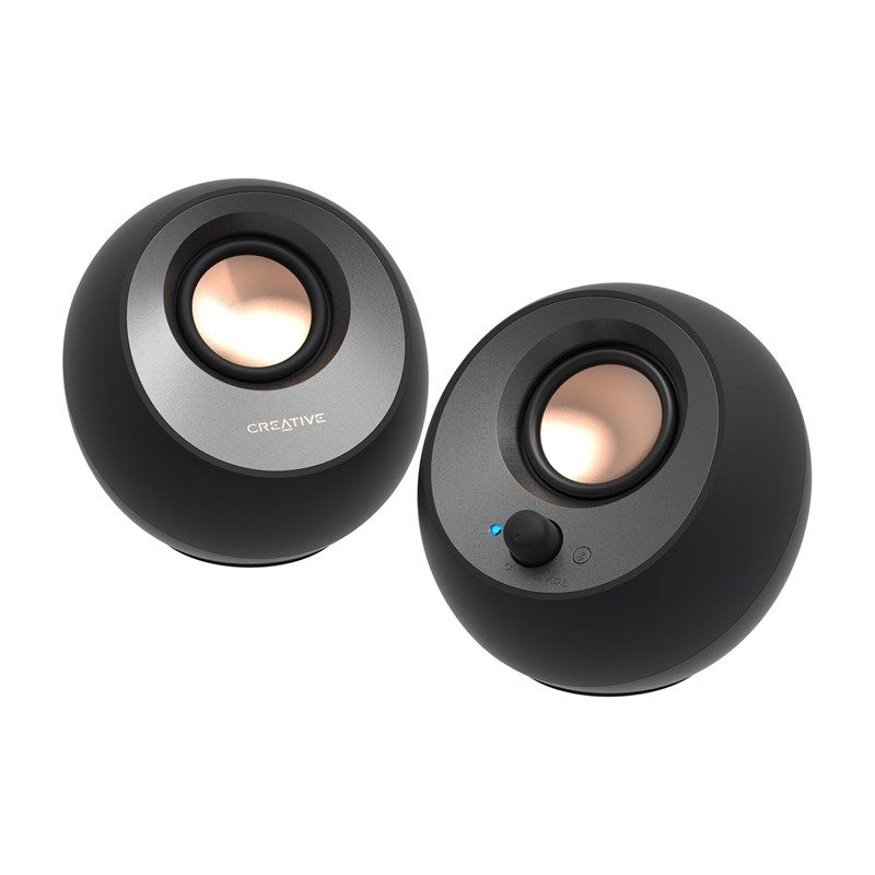 CREATIVE PEBBLE SE USB-C 2.0 Speakers w/Bluetooth 5.3, RGB Lighting, Aux, black