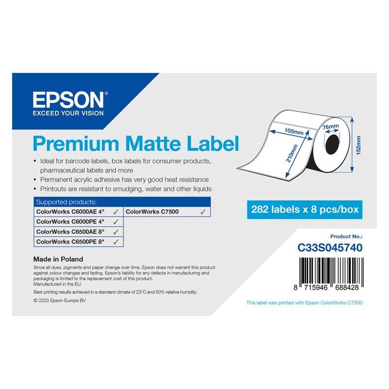 PREMIUM MATTE LABEL DIE-CUTROLL/105MMX210MM 282 LABELS