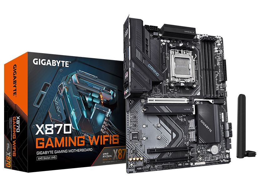 Placa de Baza GIGABYTE X870 GAMING WIFI6 AM5, 4x DDR5, 2x USB4 1x HDMI, 3x PCIE x16, 3x M.2, 4x SATA 6GB/s, ATX