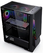 Carcasa gaming Serioux Rogue, tip middle tower, mesh si banda ARGB, Capac superior cu filtru magnetic de praf, panoul lateral: sticla securizata, sasiu: SPCC 0.6T, USB2.0x2+HD Audio, USB 3.0 x1, porturi rezervate pentru ventilator:, față: 1 ventilator RGB fix de 120mm(inclus), suportă cooler pe