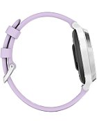 Ceas Garmin Lily 2, display AMOLED, dimensiune afisaj 25,4 mm x 21,3 mm, rezolutie afisaj 240 x 201 pixeli, memorie 8GB, autonomie pana la 9 zile, rezistanta la apa pana la 5 ATM, greutate: 24,4g, ramă Argintiu, şi curea Purple Jasmine din silicon