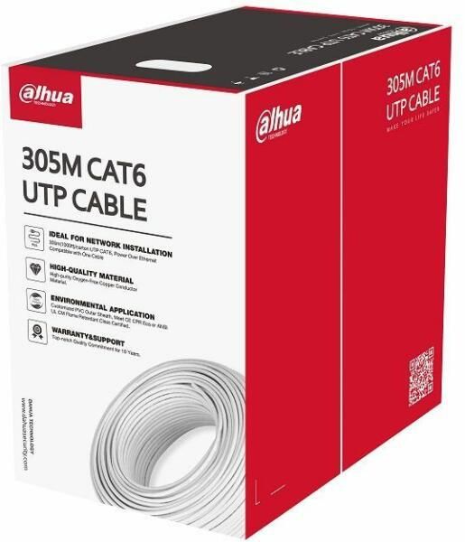 Cablu UTP CAT6,Conductor de cupru de înaltă puritate, fără oxigen, alimentare prin Ethernet,Manta exterioara PVC personalizata Certificare CE CPR Clasa de ignifugare Eca, 305M