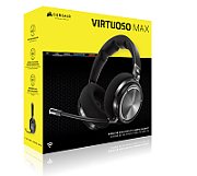 Casti Gaming CORSAIR VIRTUOSO MAX WIRELESS Carbon, Bluetooth 5.3 Wi-Fi, Marime 50mm, Frecventa Raspuns 40KHz, Senzitivitate 118 dB, 32 Ohm, Active Noise Cancellation, Autonomie Baterie 60 ore