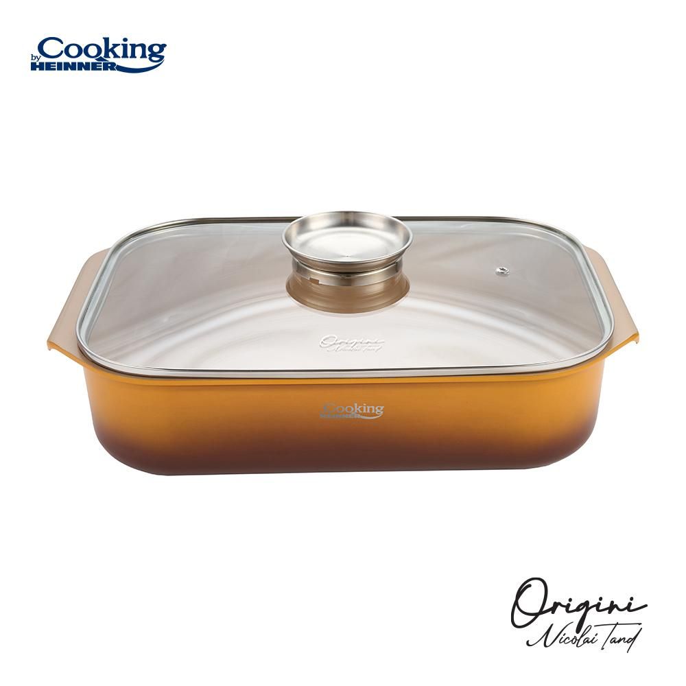 TAVA INALTA CUPTOR DIN ALUMINIU TURNAT + CAPAC 39 x 26 x 8.5 CM,  6 L, NICOLAI TAND, NICOLAI TAND, COOKING BY HEINNER