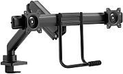 Brat dublu pentru monitor Neomounts, tip full motion, pentru display-uri cu diagonale 17 -32 , sistem de prindere VESA 75x75~100x100mm, greutate maxima suportata 8kg per ecran, tilt  +10°, -10°, swivel +90°, -90°, rotate +180°, -180°, reglabil pe inaltime 28cm, ajustarea latimii 54cm, ajustarea