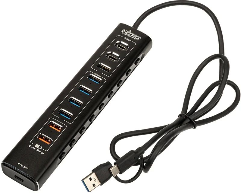 Nitro Concepts UH1  10-Port Hybrid USB Hub  USB 3.2