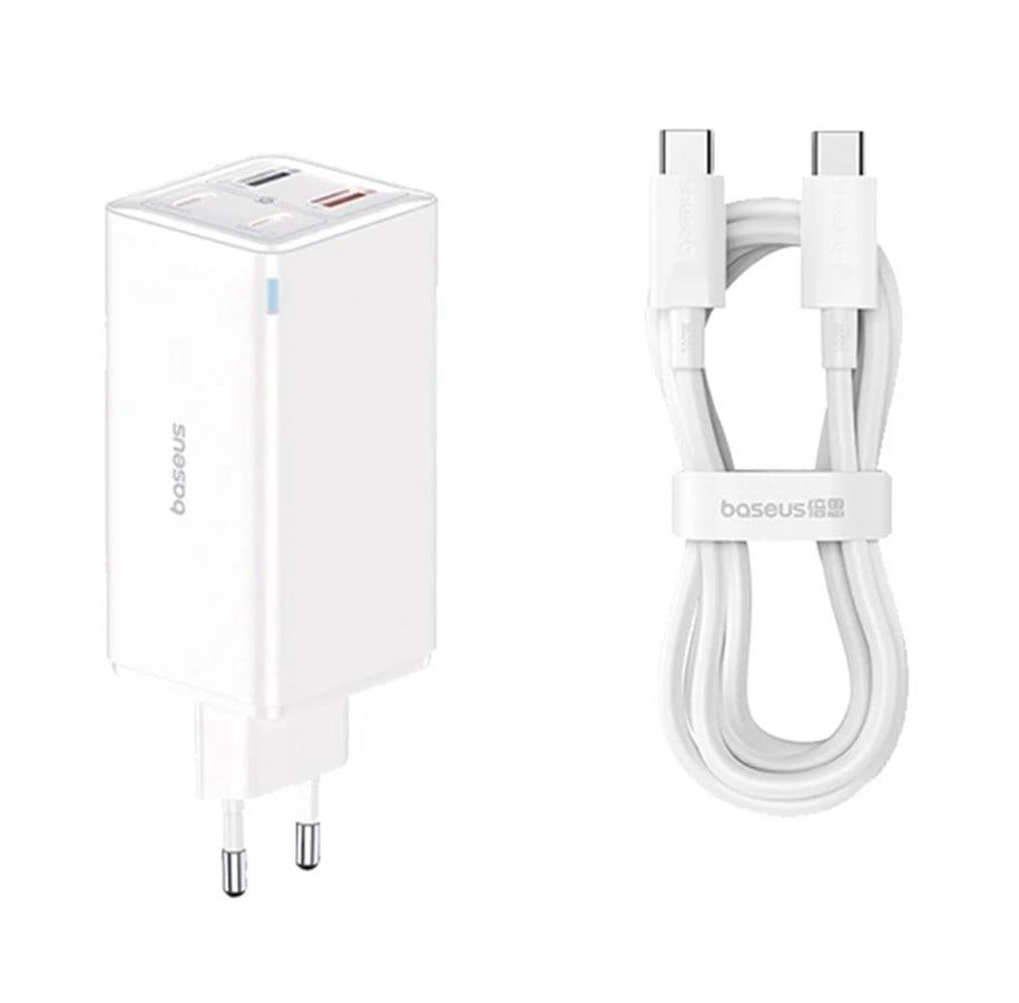 INCARCATOR RETEA Baseus GaN6 Pro, Quick Charge 100W, 2 x USB Type-C Output 5V/3A, 2 x USB (include cablu USB Type-C la USB Type-C de 100W), alb  P10162705212-00  (timbru verde 0.18 lei)-6932172644499