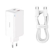 INCARCATOR RETEA Baseus GaN6 Pro, Quick Charge 100W, 2 x USB Type-C Output 5V/3A, 2 x USB (include cablu USB Type-C la USB Type-C de 100W), alb  P10162705212-00  (timbru verde 0.18 lei)-6932172644499