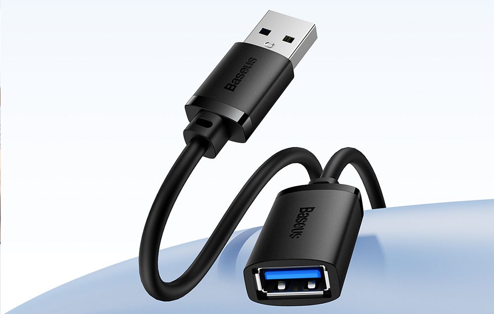 CABLU USB Baseus AirJoy prelungitor, USB3.0(T) la USB3.0(M) 2A, brodat, 1m, negru  B00631103111-00  (timbru verde 0.08 lei) - 6932172629670