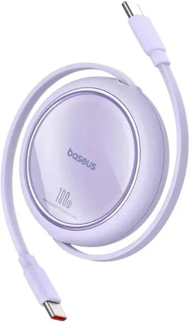 CABLU alimentare si date Baseus Free2Pull Mini, Fast Charging Data Cable pt. smartphone, retractabil, USB Type-C la USB Type-C 60W, 1m, mov  P10364500511-01  (timbru verde 0.08 lei)