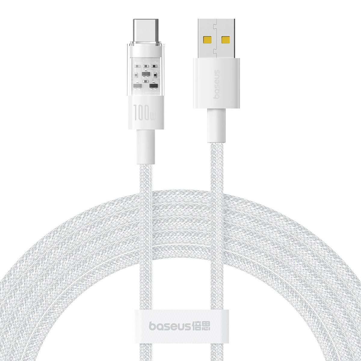 CABLU alimentare si date Baseus Gem, Fast Charging Data Cable pt. smartphone, USB la USB Type-C 100W, 2m, alb  P10373002211-01  (timbru verde 0.08 lei)