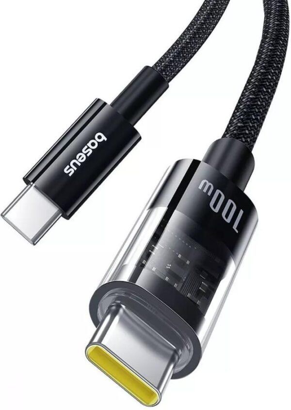 CABLU alimentare si date Baseus Gem, Fast Charging Data Cable pt. smartphone, USB Type-C la USB Type-C 100W, 2m, negru  P10373000111-01  (timbru verde 0.08 lei)