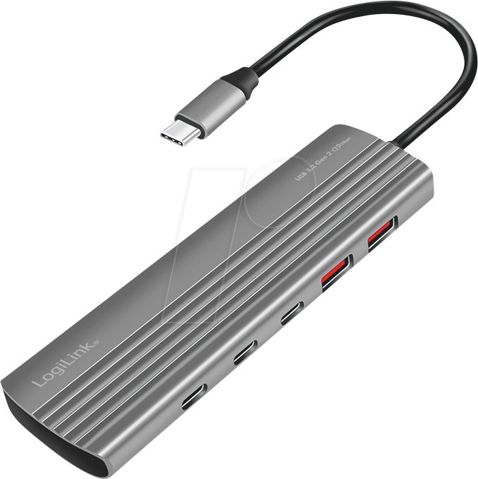 HUB extern LOGILINK, porturi USB: USB-A 2.0 x 2, USB Type-C x 8, conectare prin USB 3.2 Type C, PD 100W, protectie: supracurent, supratensiune, suprasarcina si scurtcircuit, gri,  UA0415  (timbru verde 0.8 lei)
