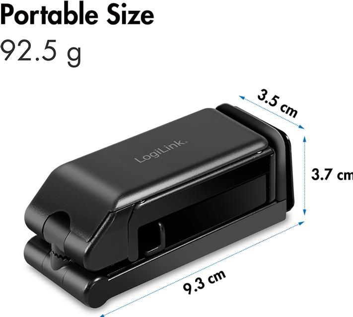 SUPORT de birou LOGILINK pt. smartphone, suporta dimensiuni 4.7-6.9 , plastic, pliabil, rotatie 360 gr., fixare clema, negru,  AA0169 