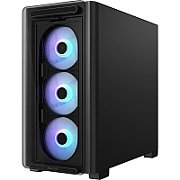 Carcasa ASUS A23 PLUS Mid Tower ARGB NEGRU, Tempered Glass, Sloturi Expansiune 5, Drive Bays: 2x3.5 /2.5  1x2.5 , Ventilatoare Suportate: 7 (spate: 1x120mm, fata: 3x120mm sau 2x140mm, sus: 3x120mm sau 2x140mm), Format Placa De Baza Suportat: Mini-ITX, Micro-ATX, Lungime Maxima Placa Video: 380mm