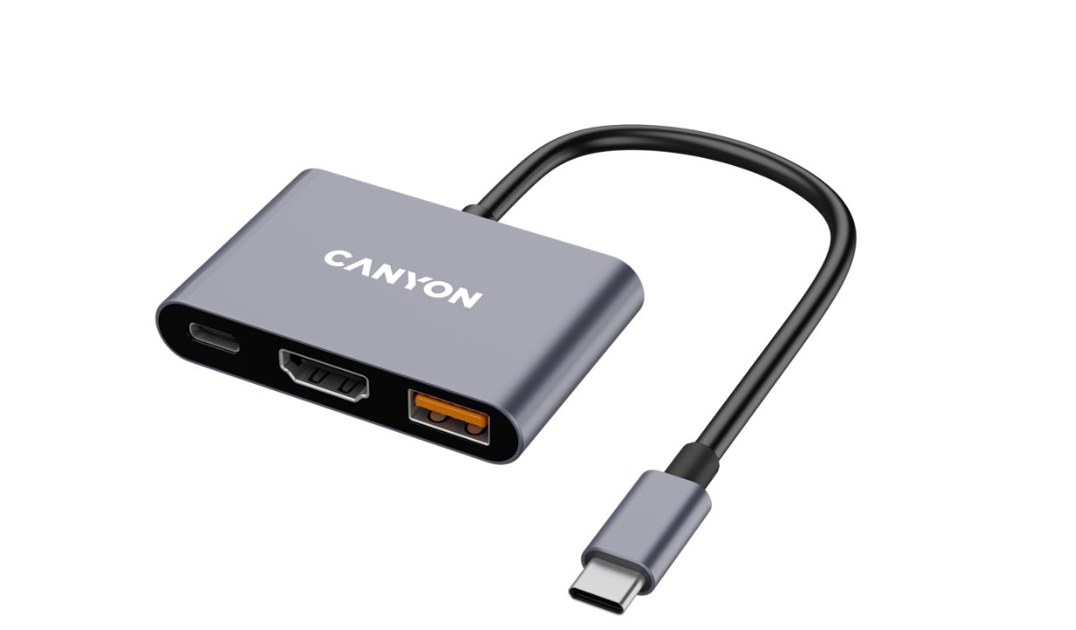 CANYON hub DS-4 3in1 USB-C Grey