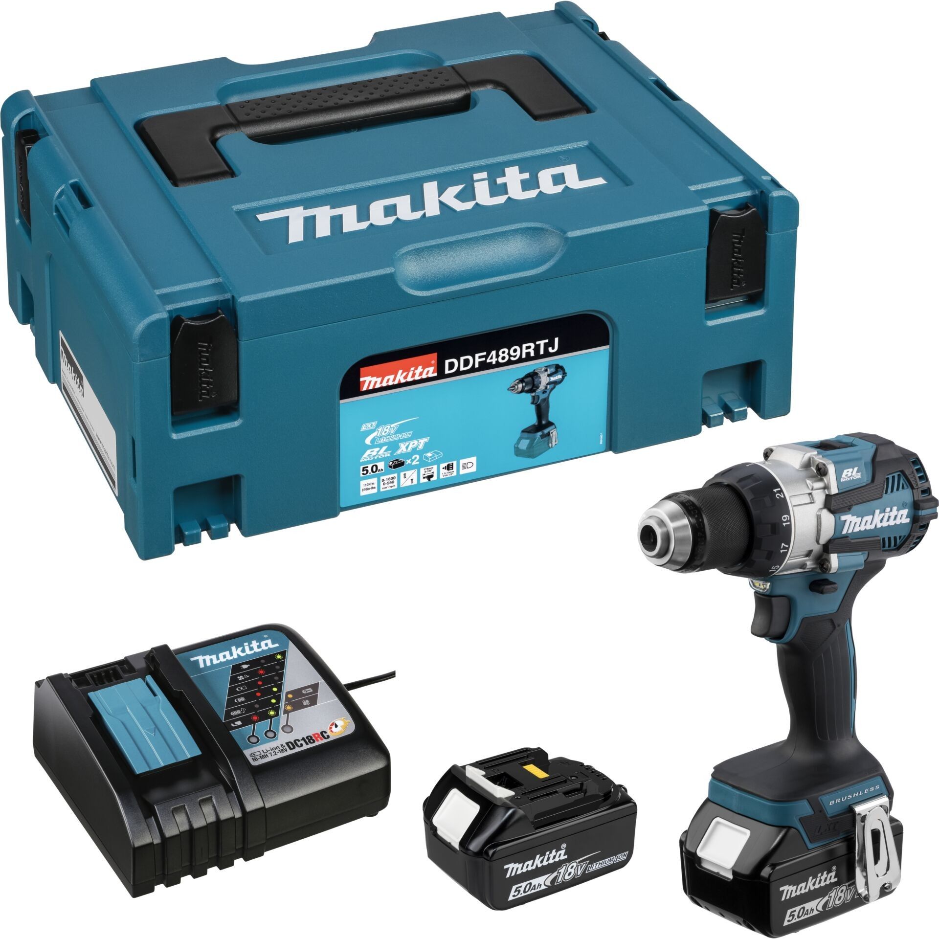 MAKITA. SCREWDRIVER 18V DDF489RTJ 73/40Nm 2x5.0Ah