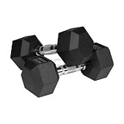 Rubberized cast iron dumbbells HEX 2x9 kg REBEL ACTIVE