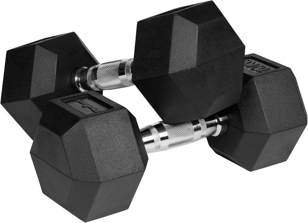 Rubberized cast iron dumbbells HEX 2x10 kg REBEL ACTIVE