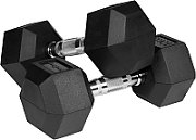 Rubberized cast iron dumbbells HEX 2x10 kg REBEL ACTIVE