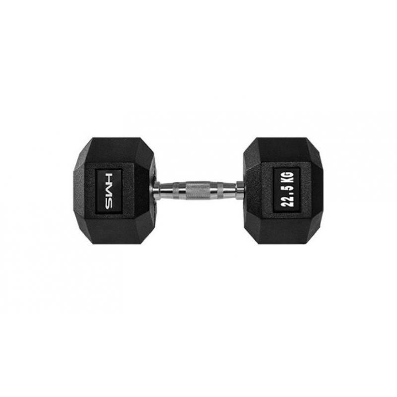 Rubberized cast iron dumbbells HEX 2x7 kg REBEL ACTIVE