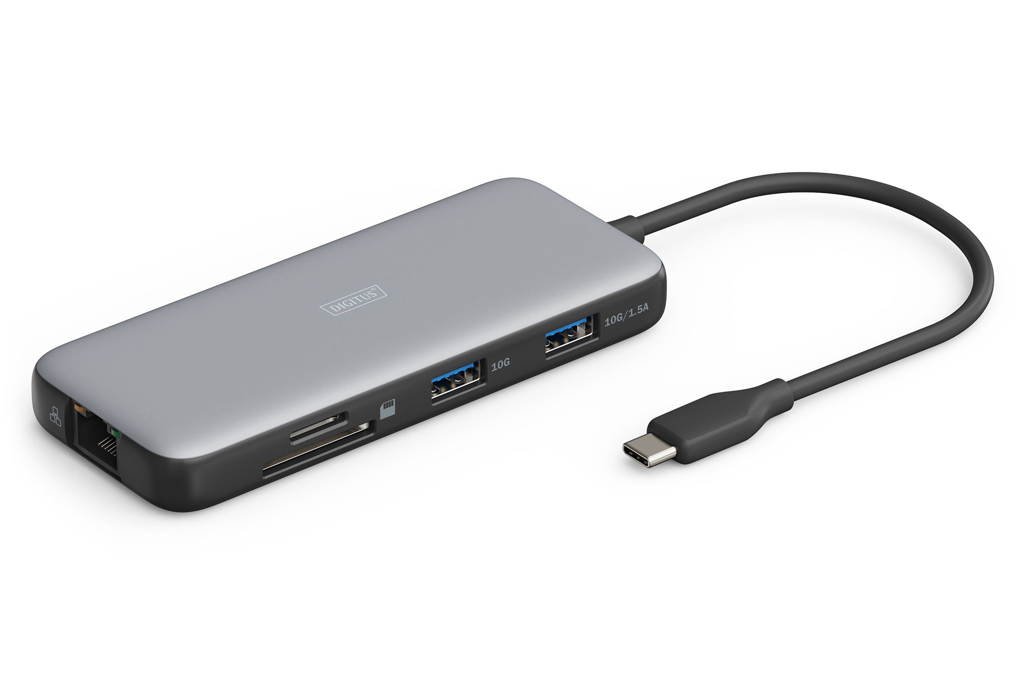 DIGITUS Docking USB-C->HDMI USB3.2 RJ45 SD MicroSD PD Alu si