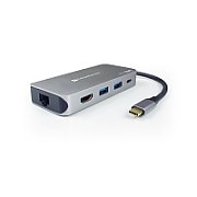 DIGITUS Docking USB-C->HDMI USB3.2 RJ45 SD MicroSD PD Alu si