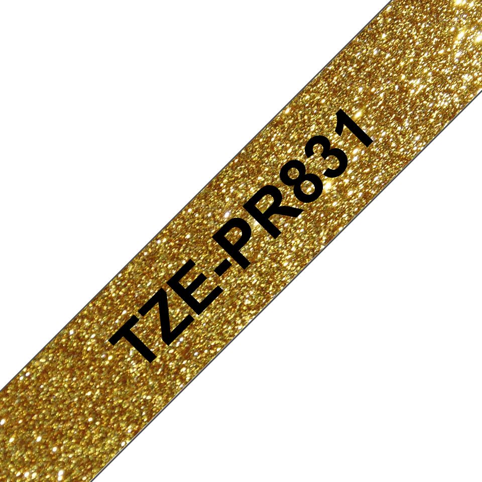 TZE-PR831 LAMINATED TAPE 12MM/PREMIUM GOLD ON BLACK