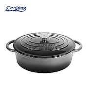 SEMIOALA  FONTA EMAILATA OVALA + CAPAC 37x29x15 CM, 9L MARBLE GREY, COOKING BY HEINNER