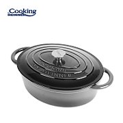 SEMIOALA  FONTA EMAILATA OVALA + CAPAC 37x29x15 CM, 9L MARBLE GREY, COOKING BY HEINNER