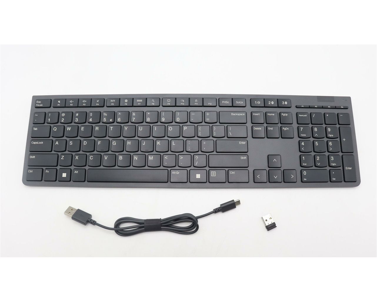 Lenovo | Professional Wireless Rechargeable Keyboard | 4Y41K04068 | Keyboard | Wireless | US | Grey | Scissors switch keys