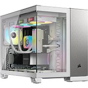 Carcasa CORSAIR 2500X Micro ATX Dual Chamber White/Satin Gray Aluminium, Tempered Glass, mATX, Cooling Layout: Top: 3x120mm sau 2x140mm, Side: 2x120mm, Bottom: 3x120mm sau 2x140mm, Rear: 1x120mm, Expansion Slots 4, 2x2.5 SSD 2x3.5 HDD, no psu included