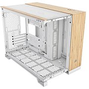 Carcasa CORSAIR 2500X Micro ATX Dual Chamber White/Bamboo Wood, Tempered Glass, mATX, Cooling Layout: Top: 3x120mm sau 2x140mm, Side: 2x120mm, Bottom: 3x120mm sau 2x140mm, Rear: 1x120mm, Expansion Slots 4, 2x2.5 SSD 2x3.5 HDD, no psu included
