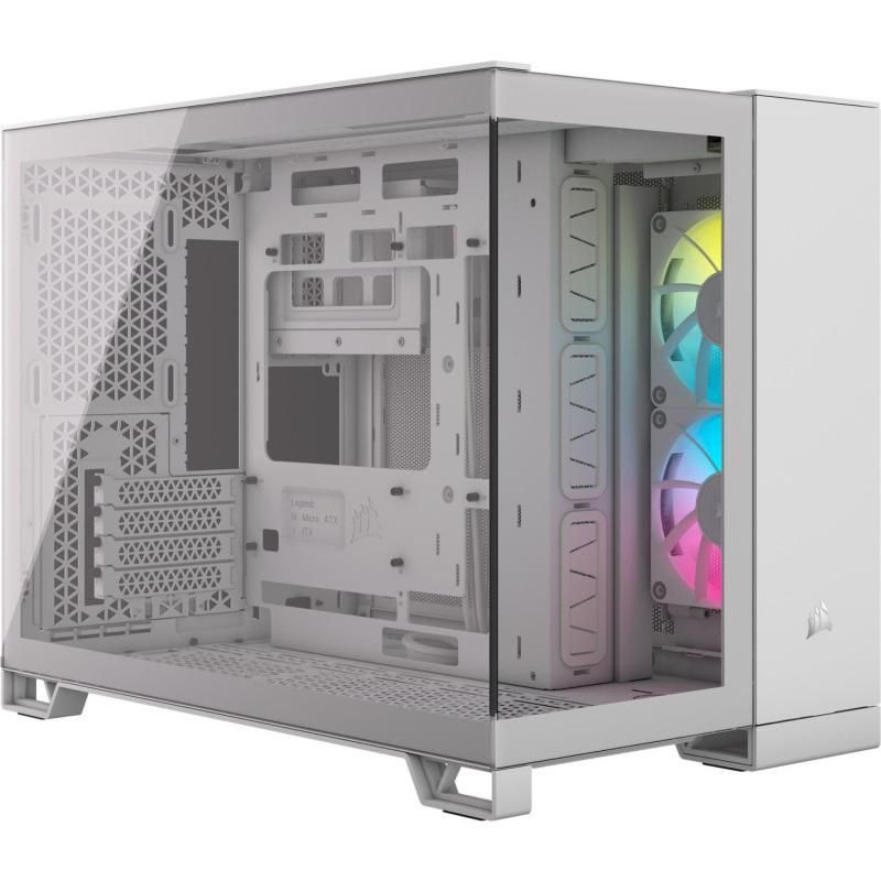 Carcasa CORSAIR iCUE LINK 2500X Micro ATX Dual Chamber White, Tempered Glass, mATX, Cooling Layout: Top: 3x120mm sau 2x140mm, Side: 2x120mm, Bottom: 3x120mm sau 2x140mm, Rear: 1x120mm, Expansion Slots 4, 2x2.5 SSD 2x3.5 HDD, no psu included