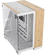 Carcasa CORSAIR 6500X Mid-Tower Dual Chamber E-ATX WHITE/BAMBOO WOOD Tempered Glass, Cooling Layout -fata: none, sus: 3x120mm sau 3x140mm, lateral: 3x120mm, jos: 3x120mm sau 3x140mm, spate: 1x120mm sau 1x140mm Compatibilitate Radiator -fata: none, sus: 360mm 280mm 240mm, lateral: 360mm 240mm, jos