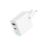 ALIMENTATOR retea 220V GEMBIRD, universal, 1 x USB Type-C D 65W, 1 x USB-A 3.0  QC 18W, indicator LED, tehnologie GaN, alb,  TA-UC-PDQC65L-W-01  (timbru verde 0.18 lei)