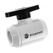 Bitspower Stopcock 2x female thread 1/4 inch  black handle - white