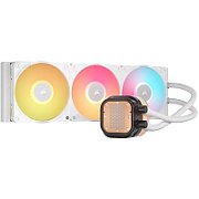 Cooler Procesor CORSAIR iCUE LINK TITAN 360 RX LCD ALB, dimensiune radiator 396x120x27mm, 3 ventilatoare ARGB, viteza ventilatoare: 300-2100RPM +/- 10%,  Suport AMD: AM4/AM5, suport INTEL: LGA 1700/1851, Airflow: 73.5 CFM, Nivel de zgomot: 36 dBA