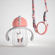 Pachet 3 in 1 cana 260 ml tritan cu 3 accesorii diferite pentru baut : tetina biberon, cioc , pai, dark pink, U-Grow