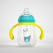 Pachet 3 in 1 cana 260 ml tritan cu 3 accesorii diferite pentru baut : tetina biberon, cioc , pai, blue, U-Grow