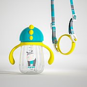 Pachet 3 in 1 cana 260 ml tritan cu 3 accesorii diferite pentru baut : tetina biberon, cioc , pai, blue, U-Grow