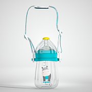 Pachet 3 in 1 cana 260 ml tritan cu 3 accesorii diferite pentru baut : tetina biberon, cioc , pai, blue, U-Grow