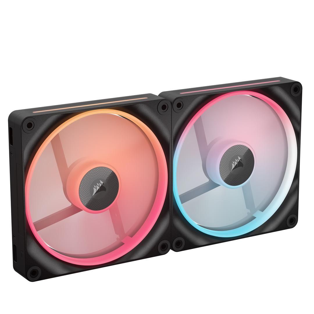 Ventilatoare Carcasa CORSAIR iCUE LINK RX140 REVERSE 2x140mm RGB NEGRU, viteza 2000 RPM +/- 10%, Airflow: 90 CFM, Presiune Statica: 3.55 mm-H2O, Nivel de zgomot: 35.4 dBA