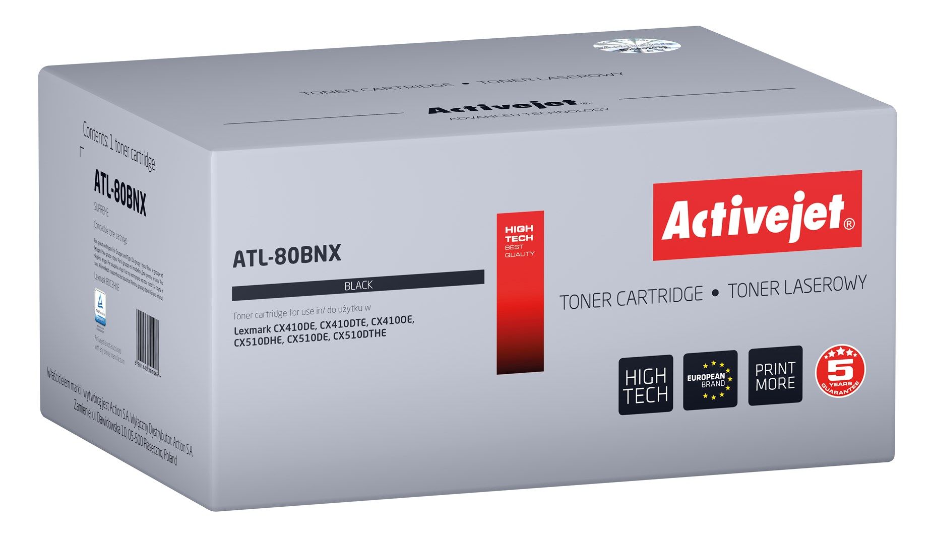 Cartus toner Activejet ATL-80BNX ,Negru ,4 000 pagini (compatibil cu Lexmark ATL-80BNX) 