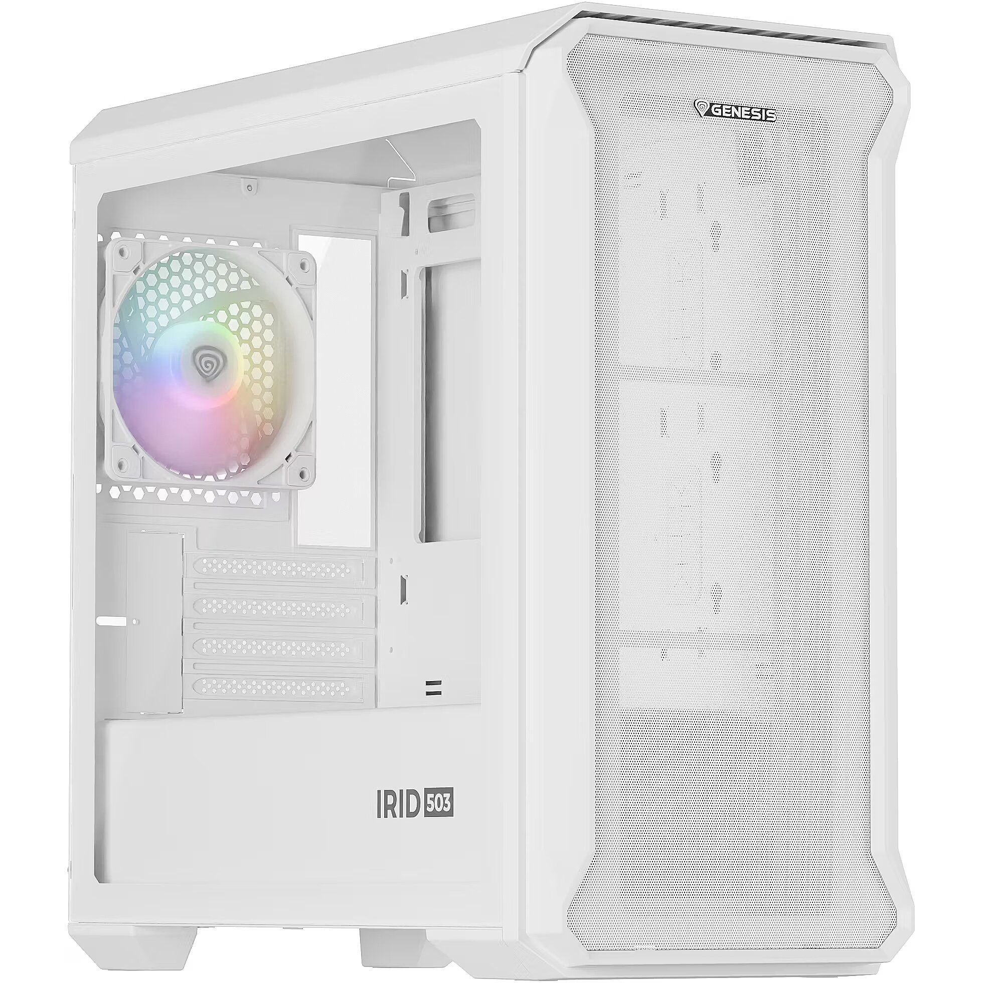 GENESIS IRID 503 ARGB LITE MATX MINI TOWER CASE WITH WINDOW WHITE