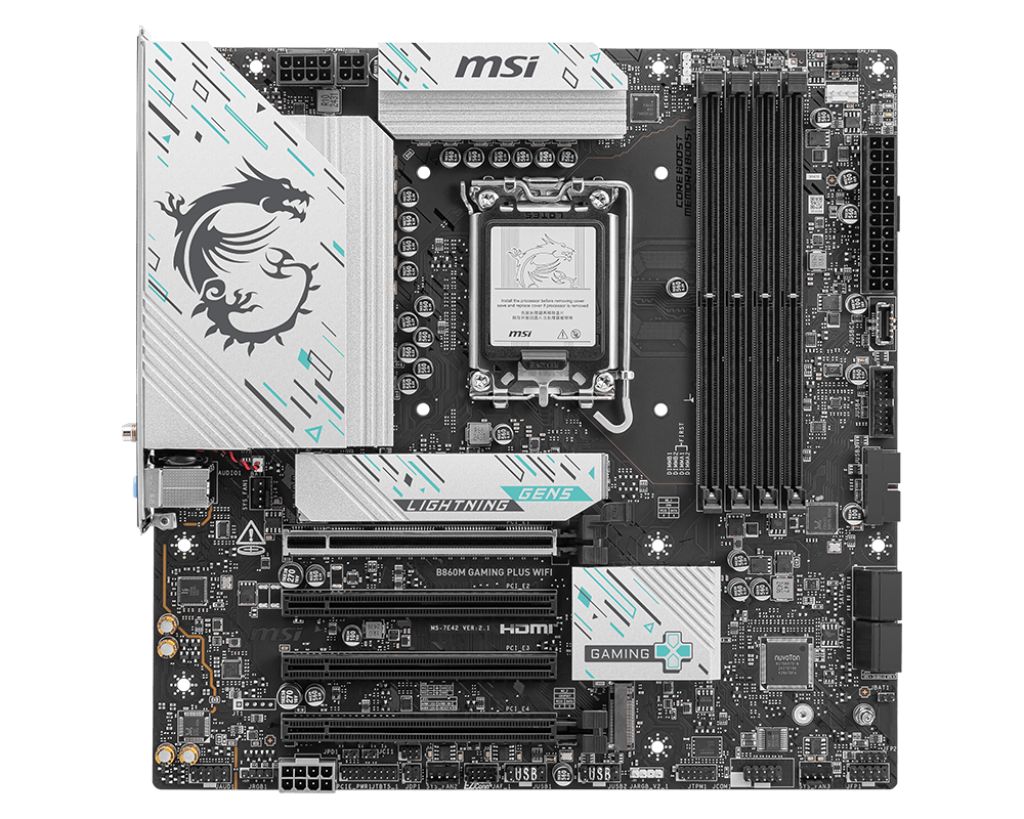 B860M GAMING PLUS WIFI, Socket 1851, DDR5, BT, mATX, Negru