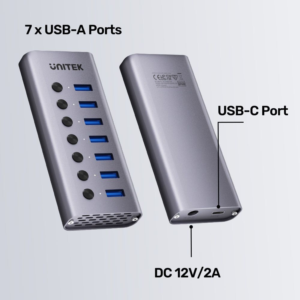UNITEK HUB USB-A 7-IN-1 WITH SWITCHES